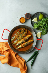 indian style fish curry, sardine with black mustard sauсe
