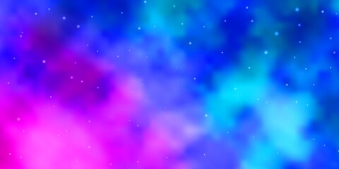 Light Pink, Blue vector background with small and big stars.