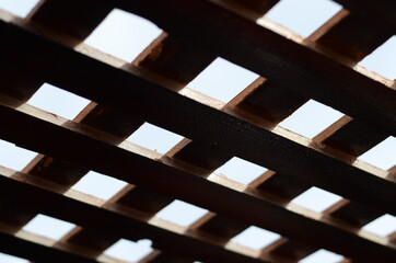 a wooden lattice covers the sky