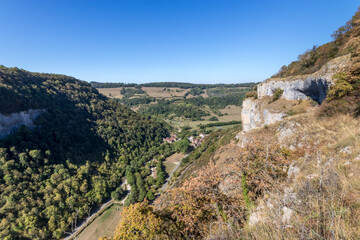 Baume Les Messieurs village, Valley, canyon from Jura