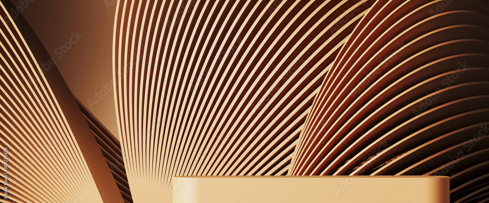 Poster minimal background for branding and product presentation. beige podium with subtle circular geometri