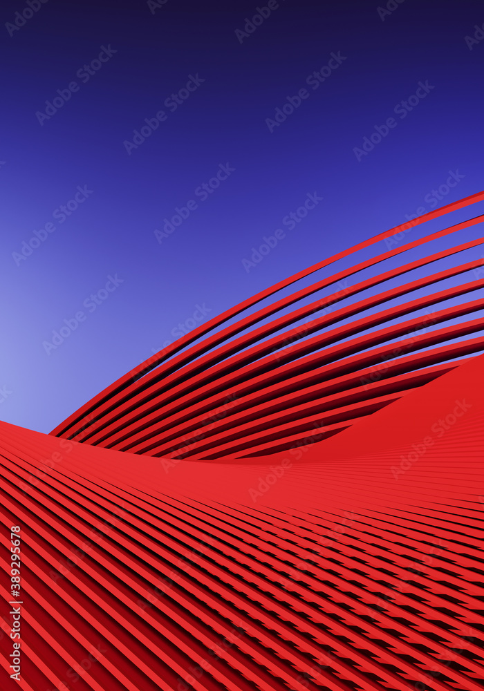 Poster minimal background for branding and product presentation. red podium with subtle circular geometric 