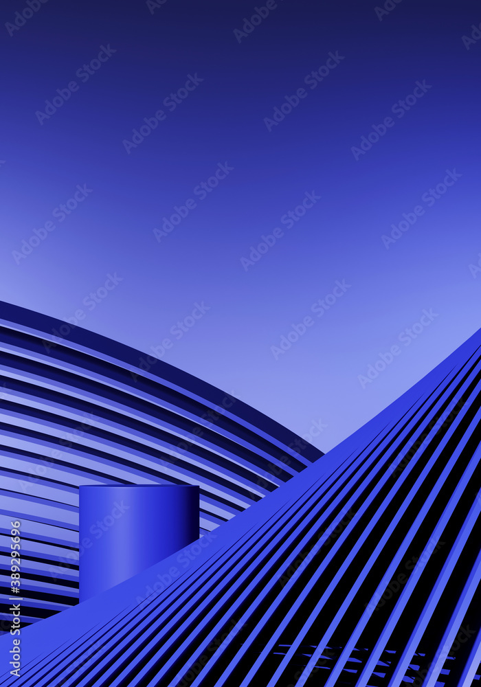 Poster minimal background for branding and product presentation. blue podium with subtle circular geometric