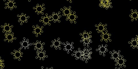 Dark yellow vector backdrop with virus symbols.