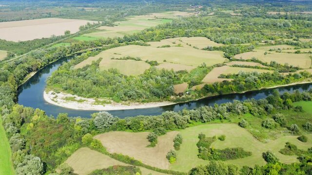 The Una River in the lower stretch between Croatia and Bosnia