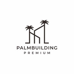 Real estate logo, building with palm