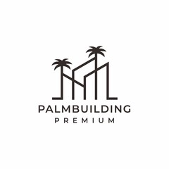 Real estate logo, building with palm