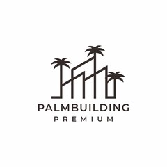 Real estate logo, building with palm