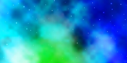 Light Blue, Green vector pattern with abstract stars.