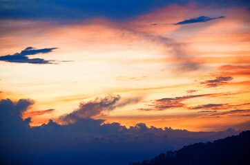 Fototapeta na wymiar Landscape Mountain Sunset Sky Sunrise