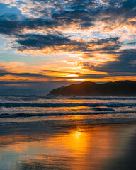 Beautiful warm sunset in acapulco's beach