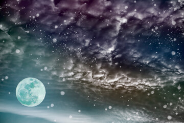 Full moon and star universe background galaxy sky in the night