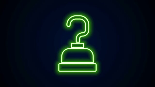 Glowing neon line Pirate hook icon isolated on black background. Happy Halloween party. 4K Video motion graphic animation.