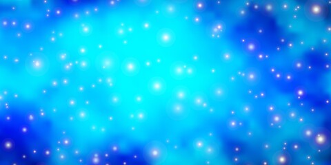 Dark BLUE vector background with colorful stars.