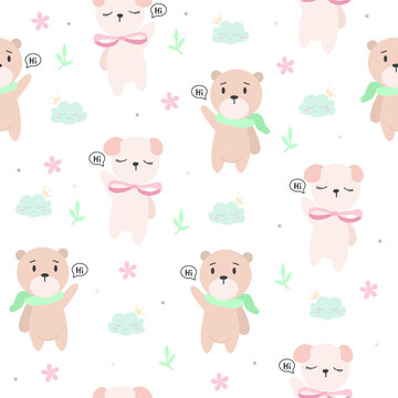 seamless cute animal pattern in pastel colors