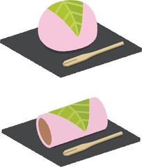 丸い桜餅と四角い桜餅