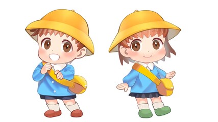 かわいい幼稚園生のイラスト