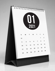 Simple desk calendar 2021 - January