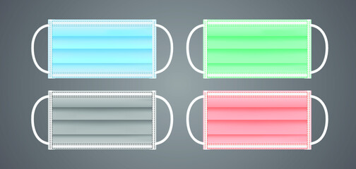 Fototapeta premium Colorful vector mask design. Masks are used as a prevention against the spread of Coronavirus