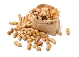 Peanuts on a white background