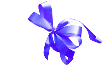 Beautiful colorful bright blue gift ribbon on white isolated background