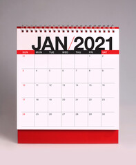 Simple desk calendar 2021 - January