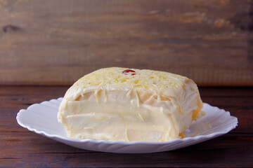 salted chicken pie, made with sliced bread, mayonnaise and grated cheese, traditional in Brazil
