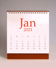 Simple desk calendar 2021 - January