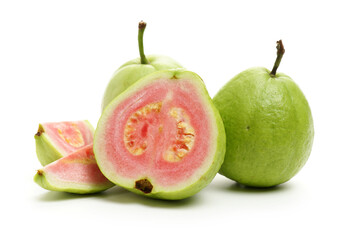 Pink guava isolated on white background