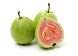 Pink guava isolated on white background