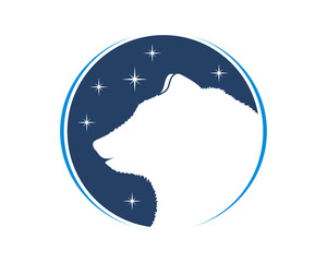 Bear head in the circle night scene
