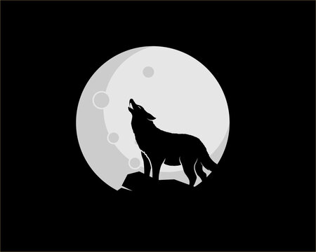 Wolf roaring in the moonlight logo
