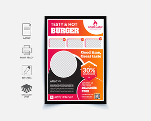 Restaurant Flyer Design Vector template and editable eps file