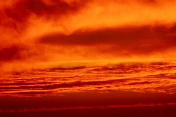 Dramatic red and orange sunset sky 