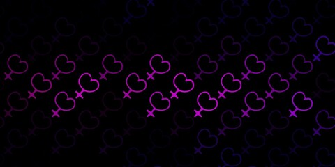 Dark Pink vector pattern with feminism elements.