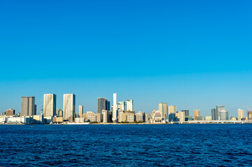 Fototapeta na wymiar 東京都港区芝浦ふ頭から見た東京の都市景観