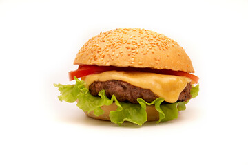 Fresh tasty burger isolated on white background