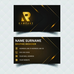abstract modern creative and clean business card template in gold and black color - Flat vector design 