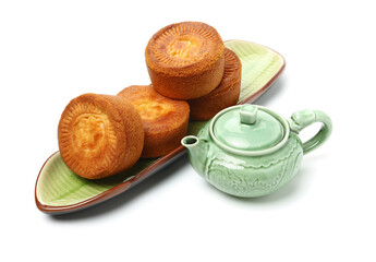 Mid-Autumn Festival moon cake on white background