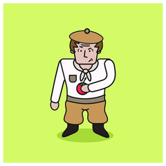 Gaucho con boina y pañuelo tomando mate