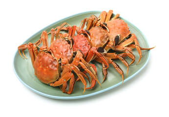 Cooked river crab isolated in white background