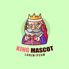 SMILING OLD KING PLAYING VIDEO GAME MASCOT LOGO