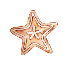 Watercolor Christmas gingerbread star