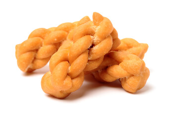 Chinese fried dough twist on white background