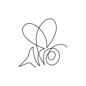 Bee in one line in the style of minimalism. The design is suitable for decor, postcards, greetings, textiles, beekeeping, printing on T-shirts or clothes, textiles, albums. Isolated vector