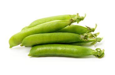 Fresh peas isolated on white background
