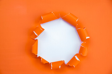 Hole in the paper or Through paper Ripped hole Advertising with breakthrough and design space for...