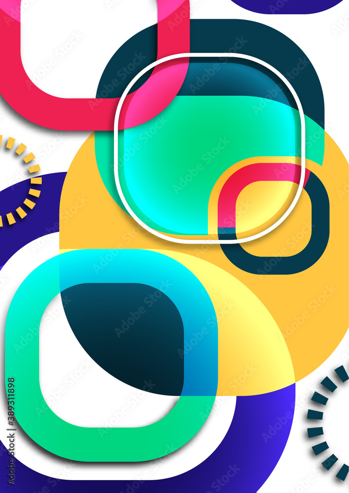 Aufkleber overlapping round squares form a geometric abstract background composition. design template for wall