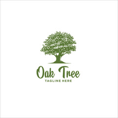 oak tree logo design silhouette vector