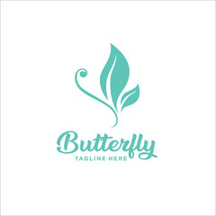 Fototapeta premium butterfly leaf logo design template silhouette vector icon